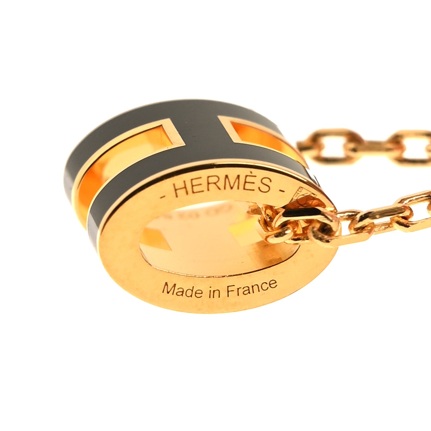 Hermes Lacquered Gold Mini Pop H Pendant Necklace Black 5 of 6
