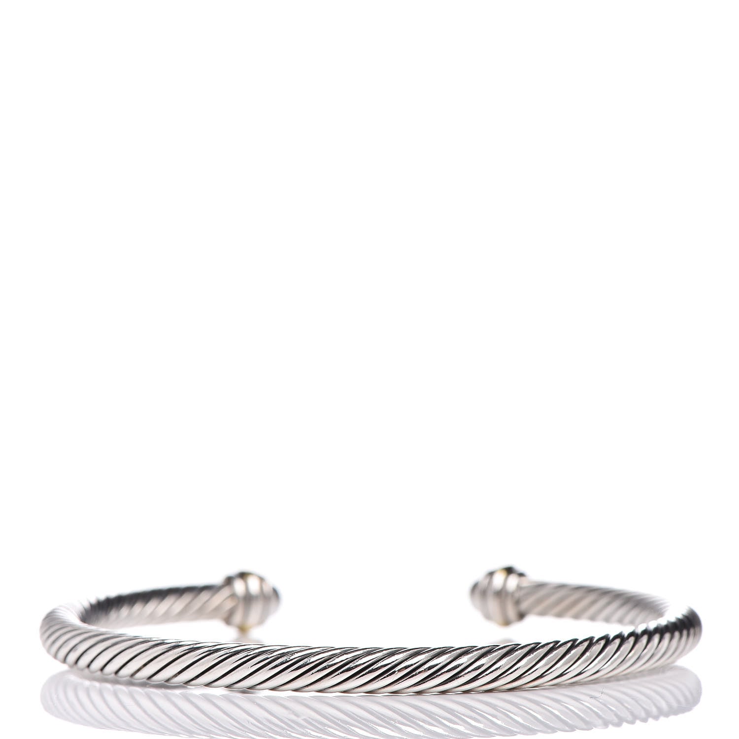 David Yurman Sterling Silver 18K Yellow Gold 4mm Cable Classics Bracelet 3 of 5