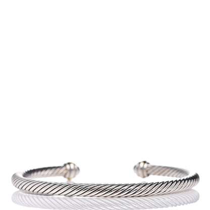 David Yurman Sterling Silver 18K Yellow Gold 4mm Cable Classics Bracelet 3 of 5