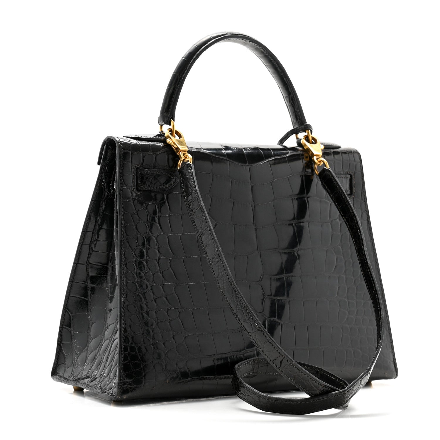 Hermes Shiny Alligator Kelly Sellier 28 Black 3 of 13