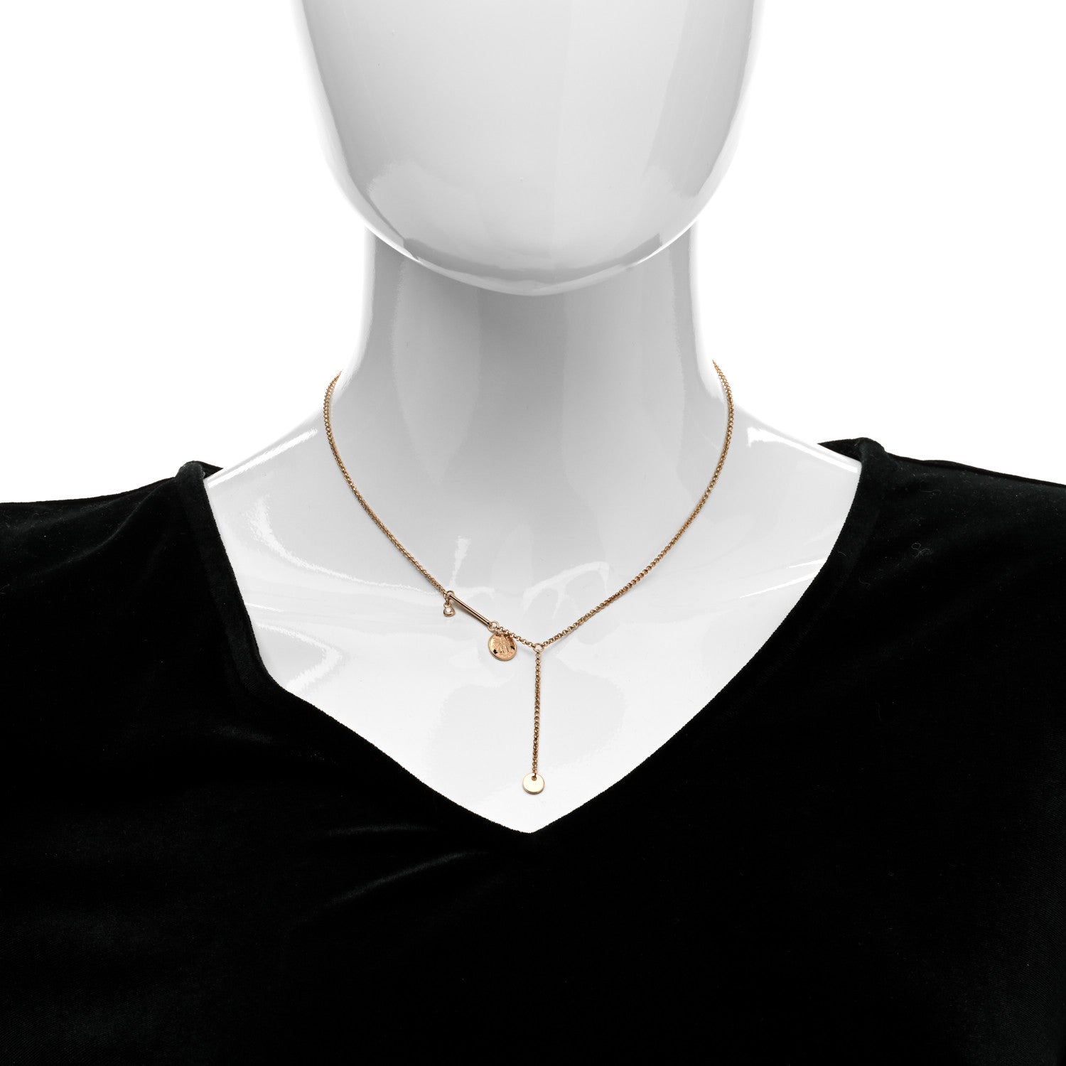 Hermes 18K Rose Gold Diamond TPM Ex-Libris Pendant Necklace 2 of 6