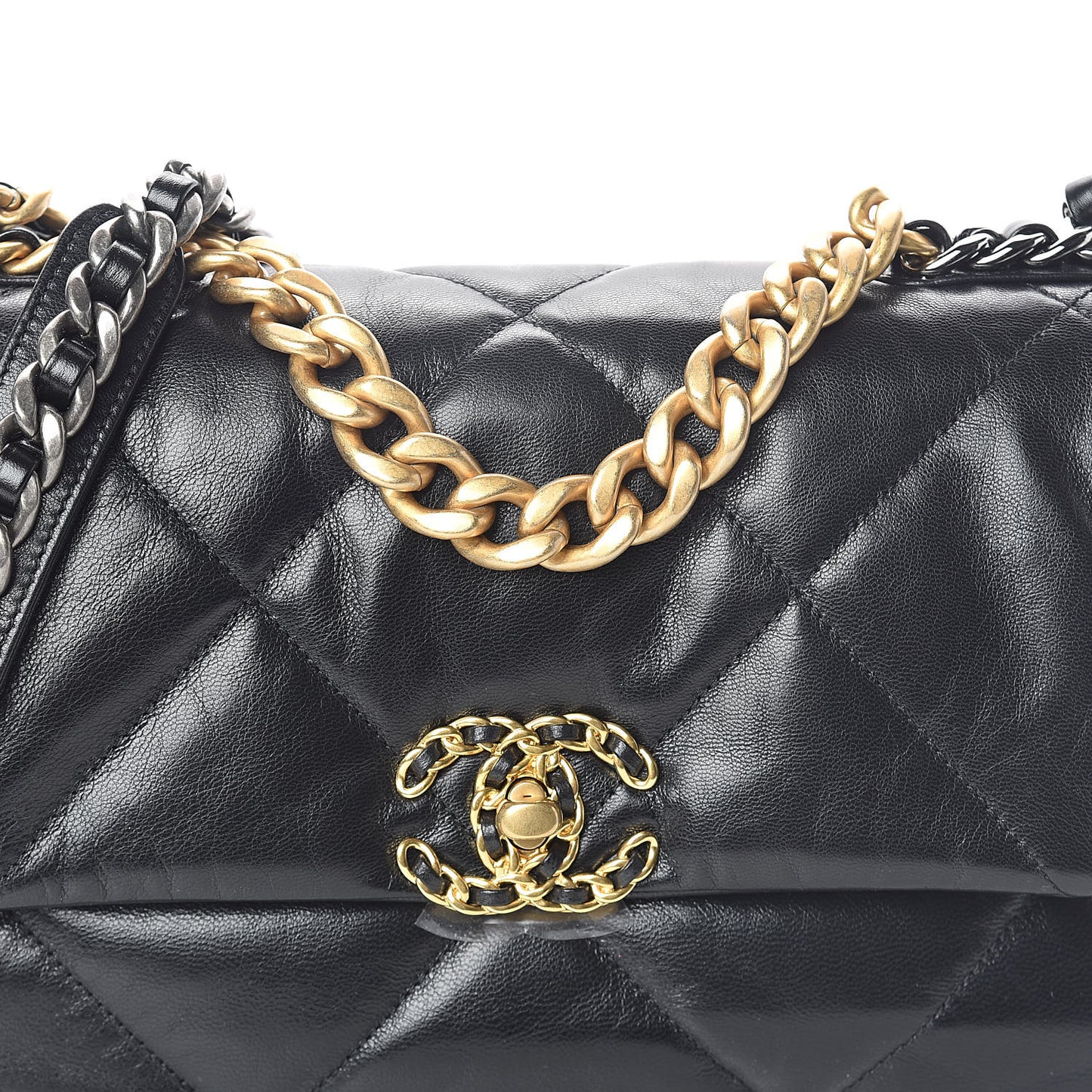Goatskin Quilted Medium 19 Flap Black