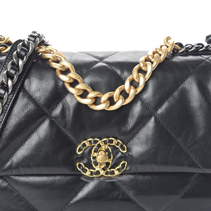 Chanel Goatskin Quilted Medium 19 Flap Black 9 of 10