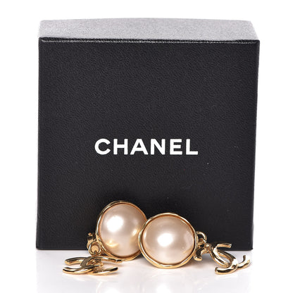Chanel Pearl CC Dangle Clip On Earrings Gold 5 of 5
