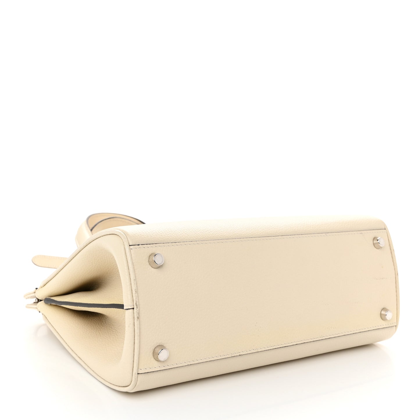 Grainy Calfskin Small Zumi Top Handle Bag Mystic White