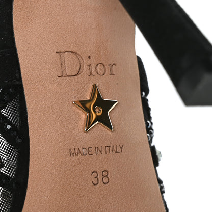 Christian Dior Mesh Crystal Lambskin Ribbon J'Adior Slingback 100mm Pumps Black 8 of 8