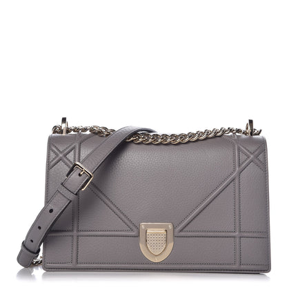 Christian Dior Grained Calfskin Medium Diorama Flap Bag Gris 1 of 7