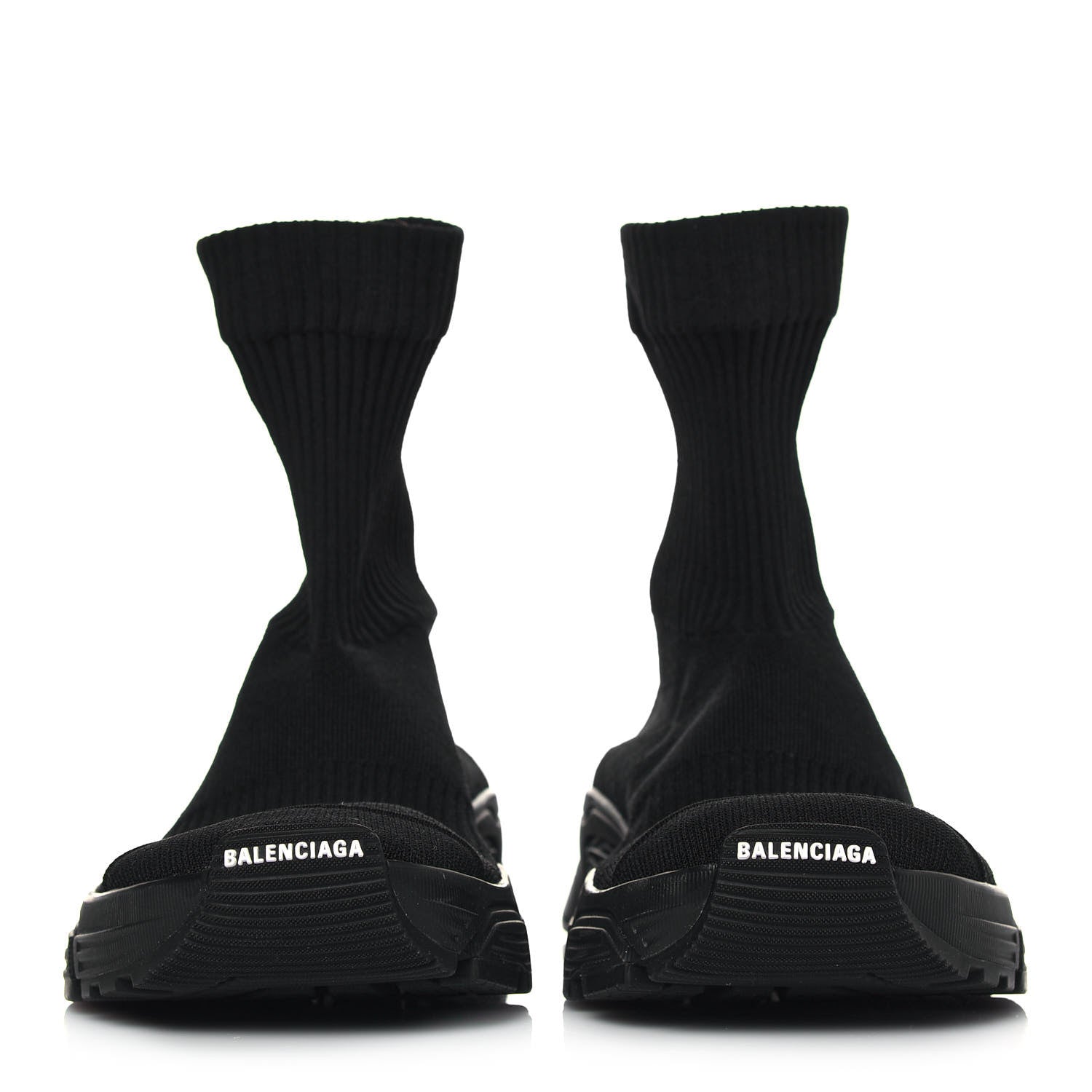 Balenciaga Technical Ribbed 3D Recycled Knit Womens Speed 3.0 Sneakers 40 Monocolor Black 2 of 7
