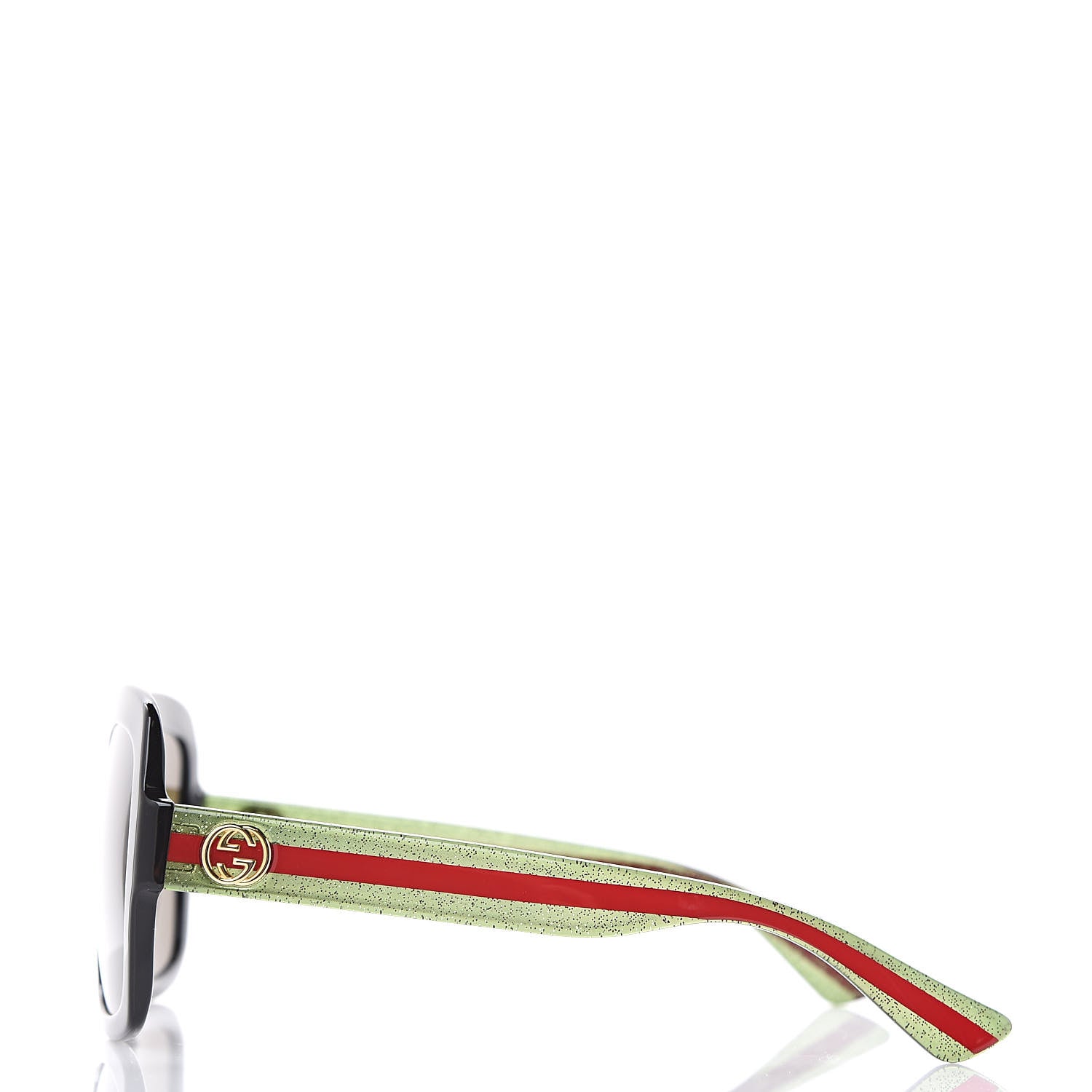 Gucci Oversize Square Web GG 0036S Sunglasses Black Green 2 of 8