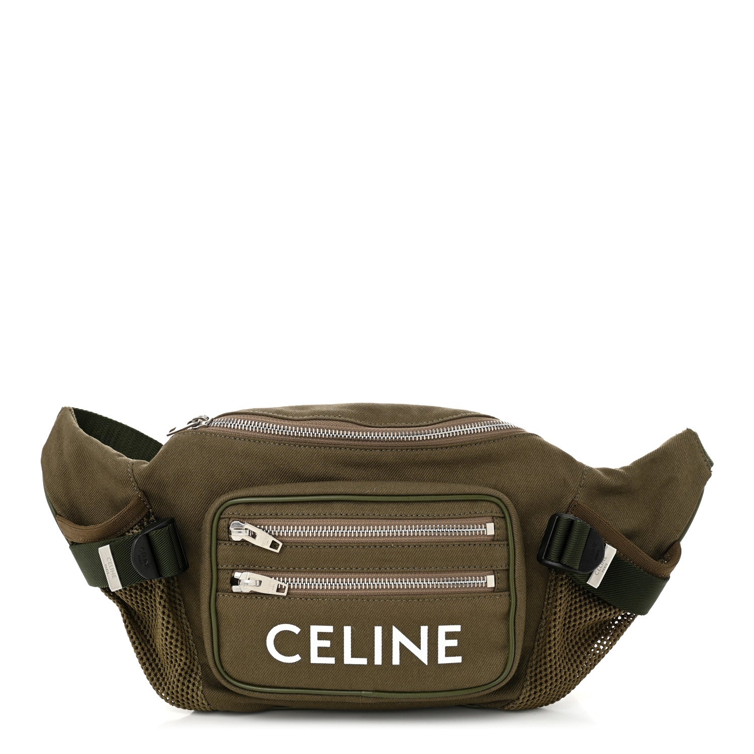 Celine Cotton Gabardine Logo Print Trekking Belt Bag Khaki 1 of 9