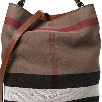 Burberry Canvas Mega Check Medium Ashby Hobo Saddle Brown 10 of 13