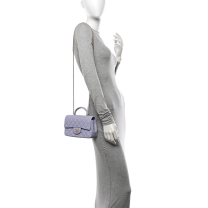 Chanel Lambskin Quilted Mini Top Handle Rectangular Flap Light Purple 2 of 11