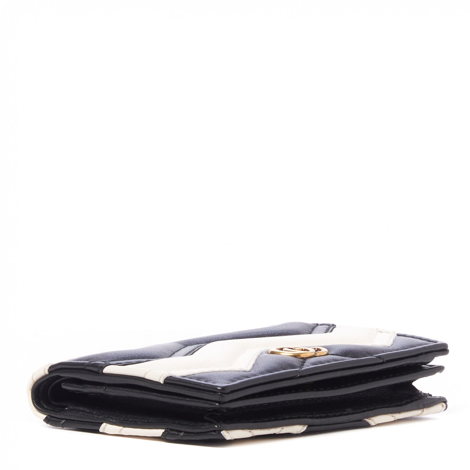 Gucci Calfskin Matelasse GG Marmont Card Case Black White 3 of 7