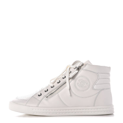 Chanel Calfskin High Top CC Sneakers 39 White 1 of 8