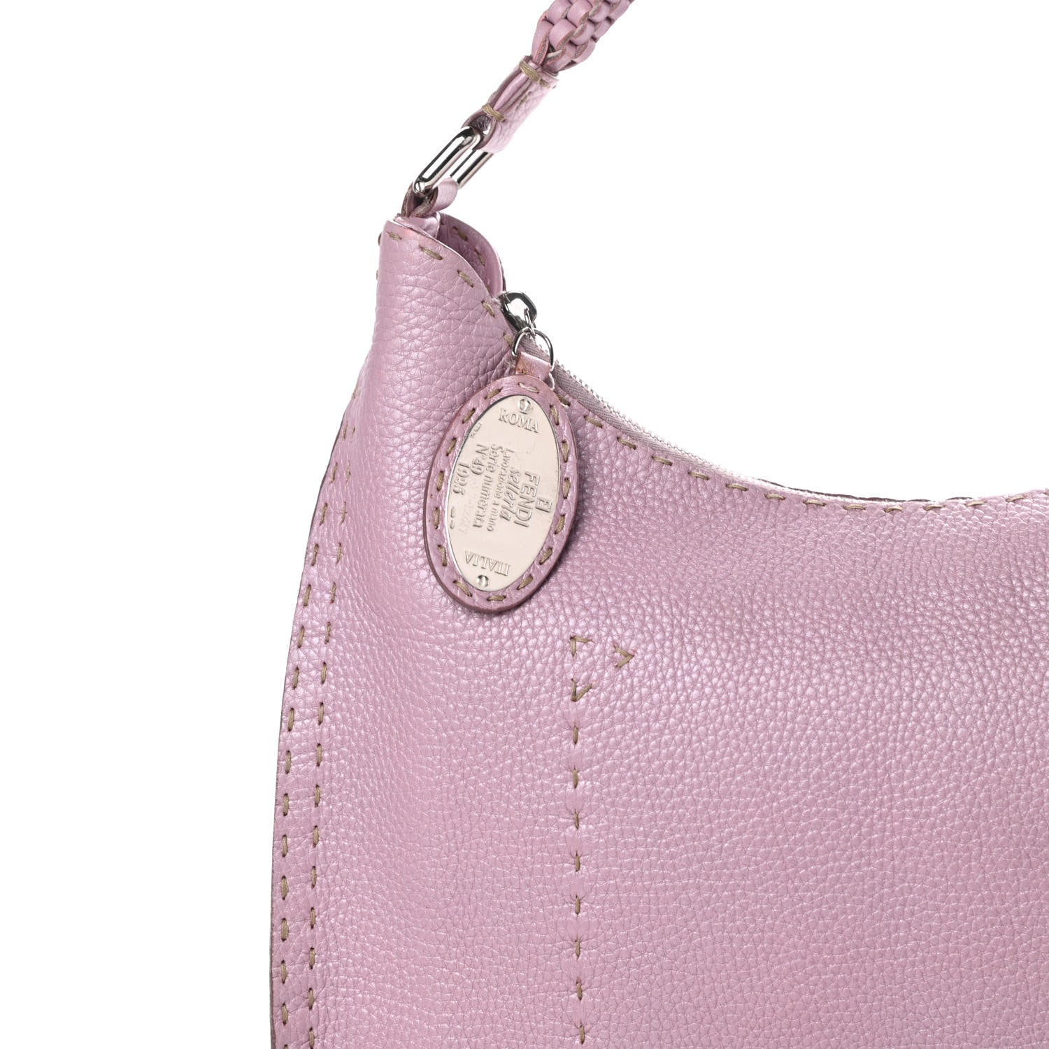 Fendi Metallic Calfskin Romano Selleria Hobo Light Purple 8 of 20