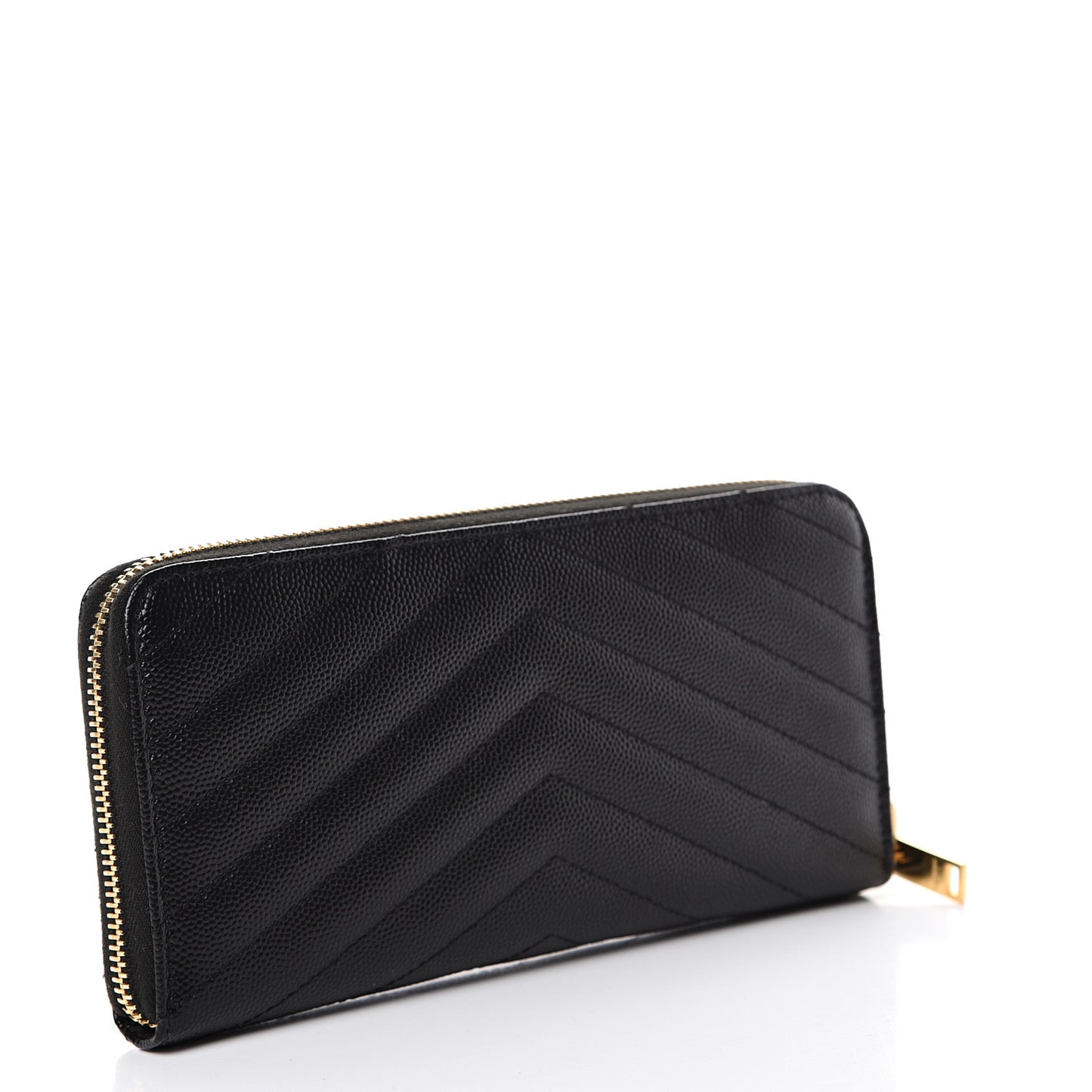 Grain De Poudre Matelasse Chevron Monogram Zip Around Wallet Black