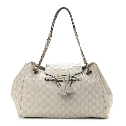 Gucci Guccissima Signature Medium Emily Shoulder Bag Mystic White 1 of 13
