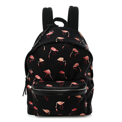 Saint Laurent Nylon Canvas Flamingo Print City Backpack Pink Black 1 of 10