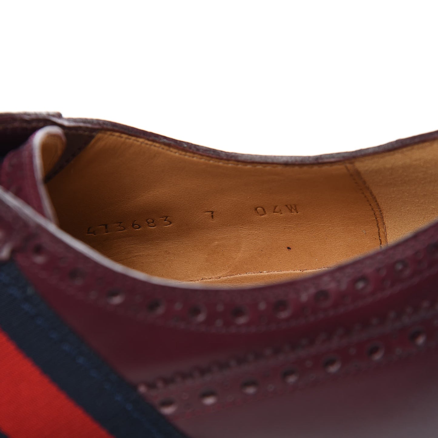 Calfskin Web Bee Embroidered Mens Slip-On Brogue Wingtip Derby Shoes 7 Bordeaux