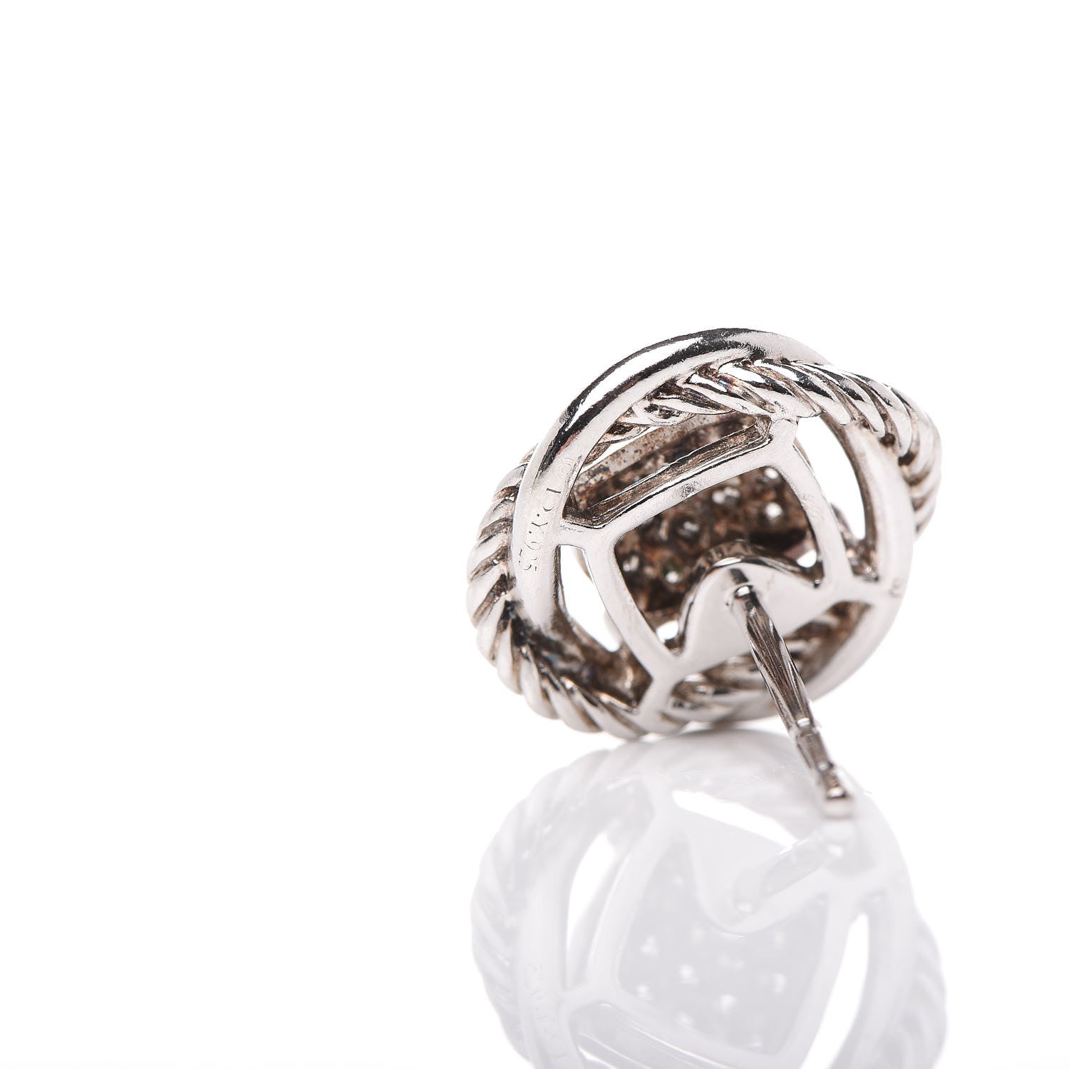 David Yurman Sterling Silver Diamond 13mm Infinity Earrings 4 of 5