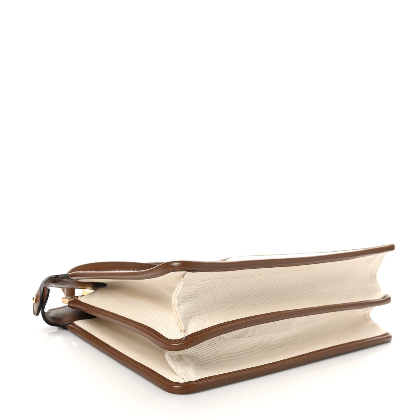 Canvas Pequin Calfskin Ceylon Medium Peekaboo I SEE U Satchel Grezzo Gianduia