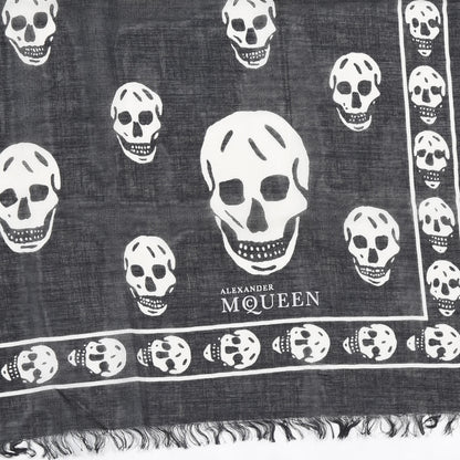 Alexander McQueen Silk Chiffon Skull Scarf Black Ivory 4 of 4