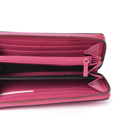 Gucci Grained Calfskin Logo Zip Around Wallet Box Pink Green 6 of 11