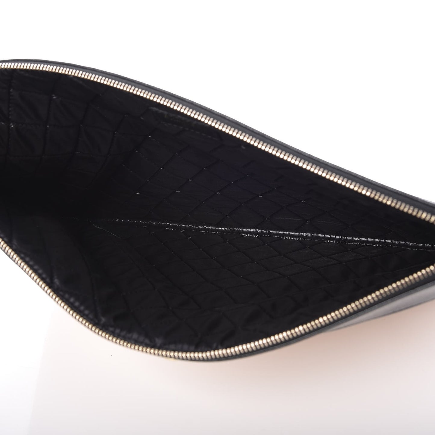 Sheepskin Quilted Large Vintage Mademoiselle Cosmetic Case Beige Black