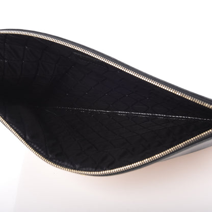 Chanel Sheepskin Quilted Large Vintage Mademoiselle Cosmetic Case Beige Black 4 of 9