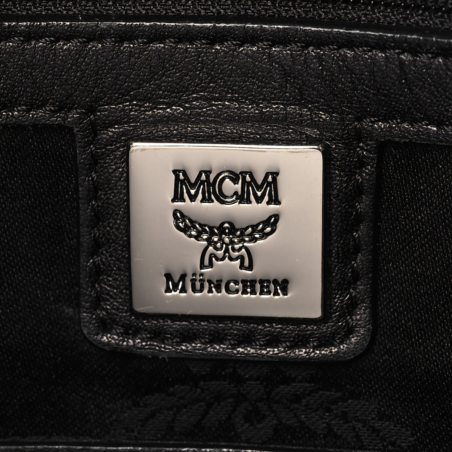 MCM Calfskin Perforated Shoulder Bag Black 6 of 11