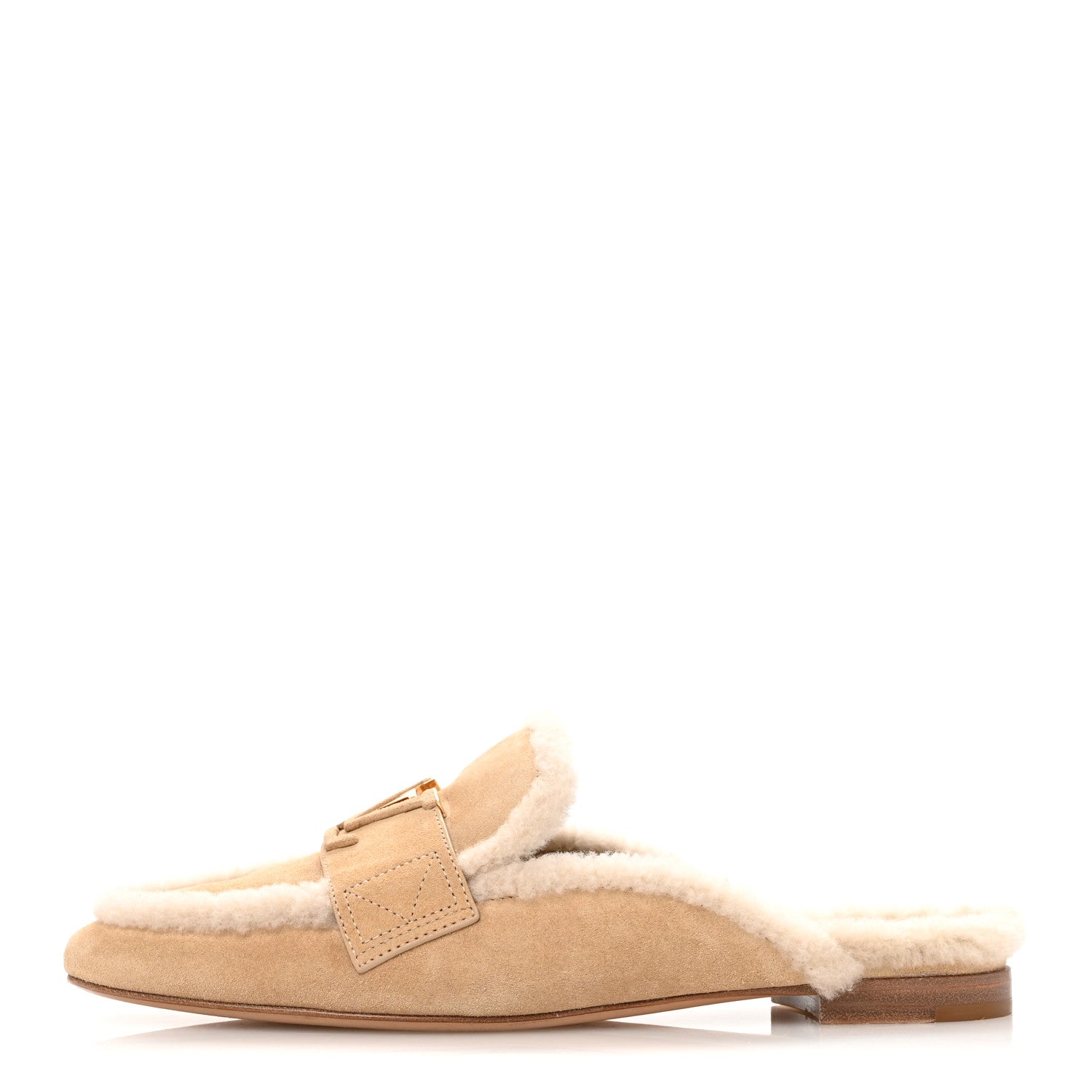 Louis Vuitton Shearling Suede LV Mare Open Back Loafer 40 Beige 1 of 10
