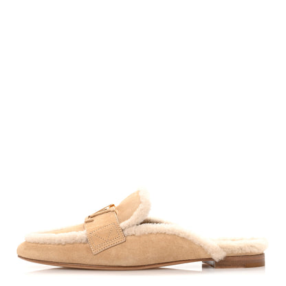 Louis Vuitton Shearling Suede LV Mare Open Back Loafer 40 Beige 1 of 10