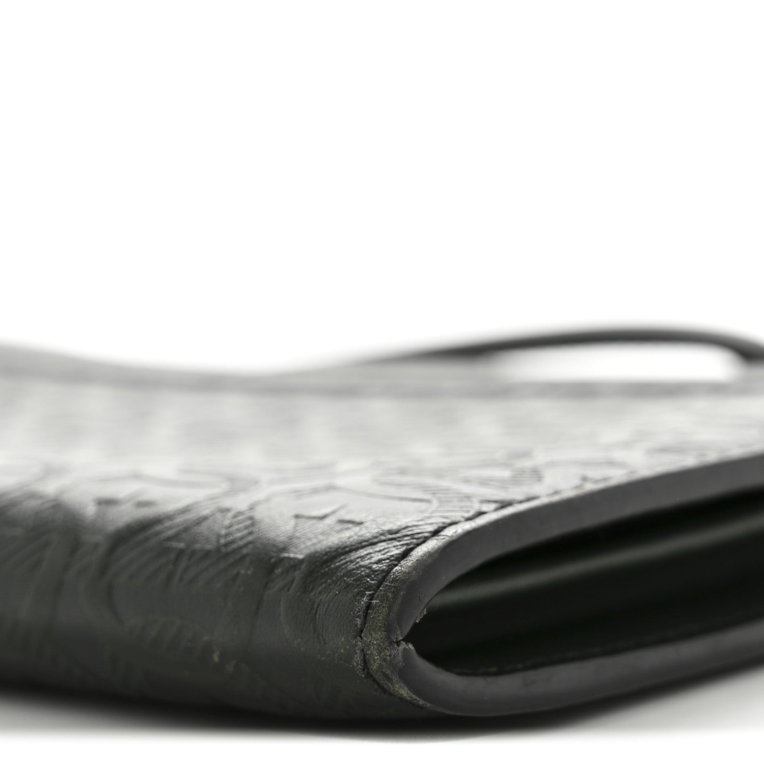 Salvatore Ferragamo Calfskin Gancini Embossed Wristlet Clutch Dark Green 10 of 13