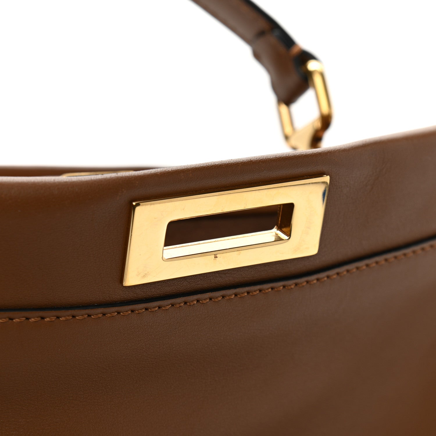 Fendi Calfskin Lace Up Large Peekaboo Iconic Satchel Cognac 14 of 16