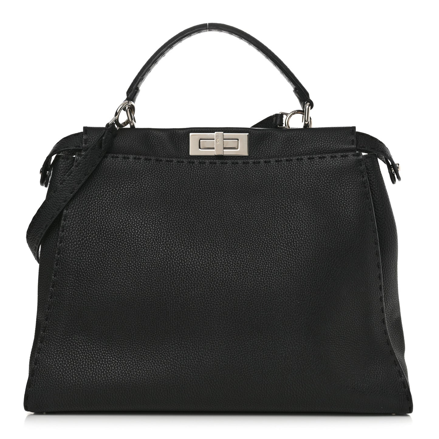 Cuoio Romano Selleria Bi-Color Large Peekaboo Iconic Satchel Black Mou