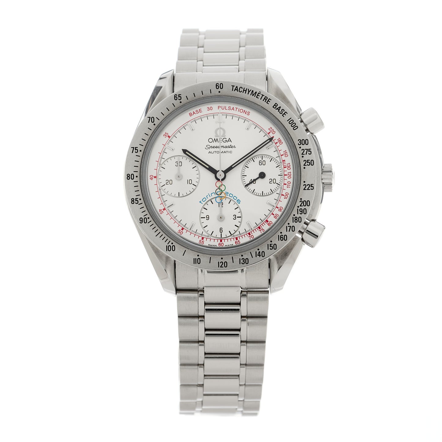Stainless Steel 39mm Speedmaster Torino Olympic 2006 Limited Edition Automatic Watch White 3538.30