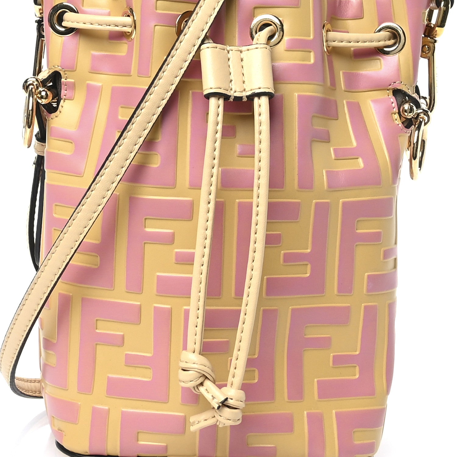 Fendi Vitello Liberty F is Fendi Bi-Color FF 1974 Embossed Mini Mon Tresor Bucket Bag Savana Lollypop 8 of 10