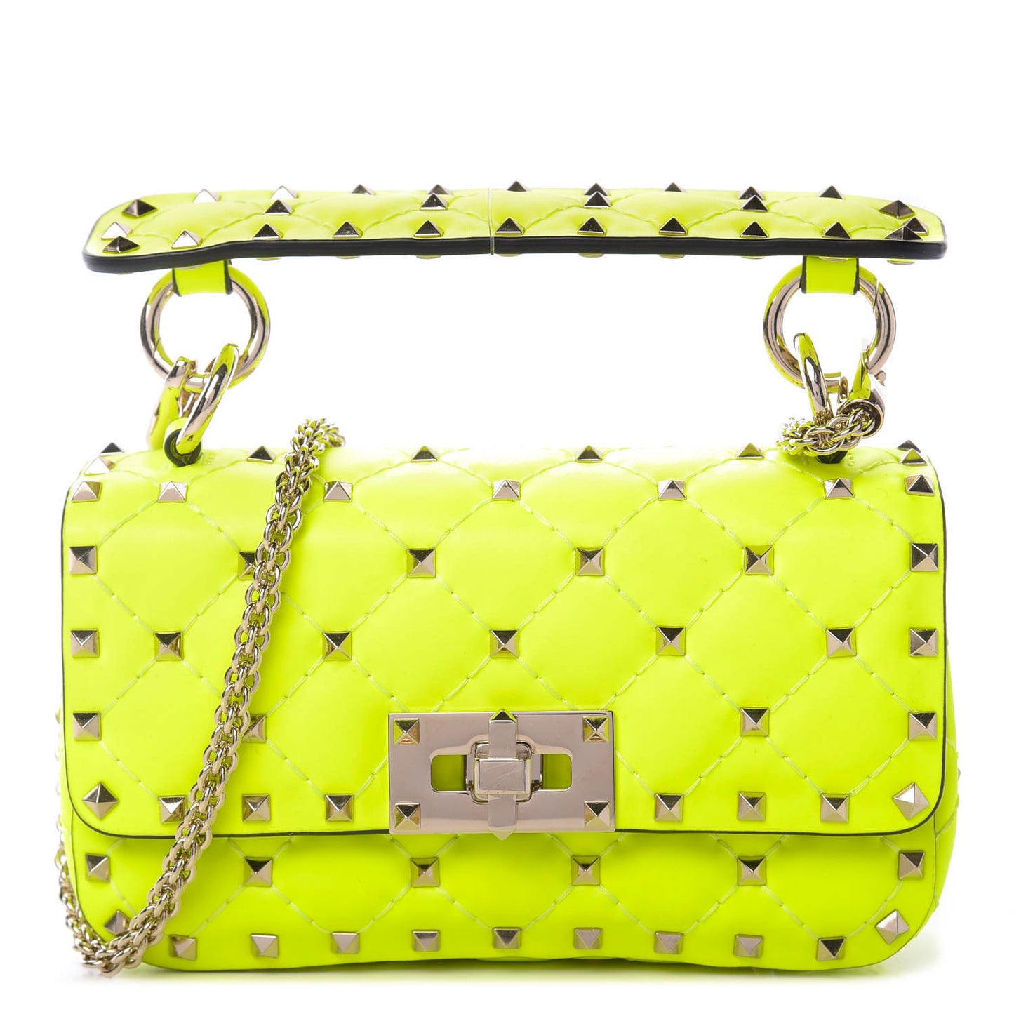 Calfskin Mini Rockstud Spike Shoulder Bag Lime