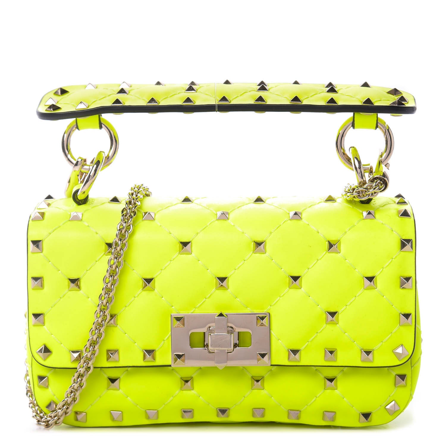 Valentino Garavani Calfskin Mini Rockstud Spike Shoulder Bag Lime 1 of 8