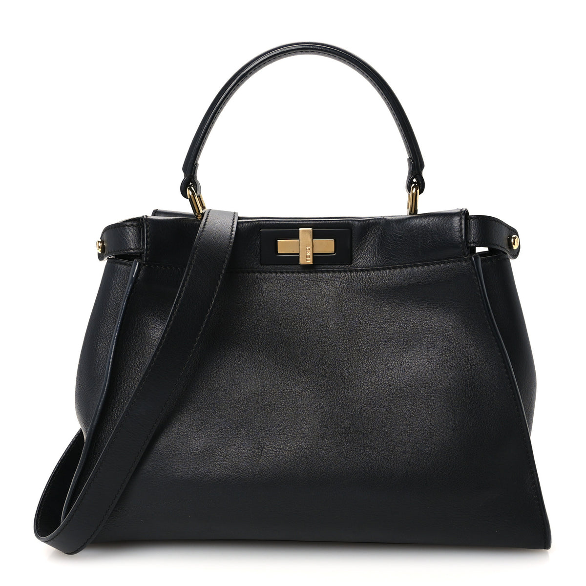 Vitello Seta Shiny Nappa Medium Peekaboo Iconic Satchel Black