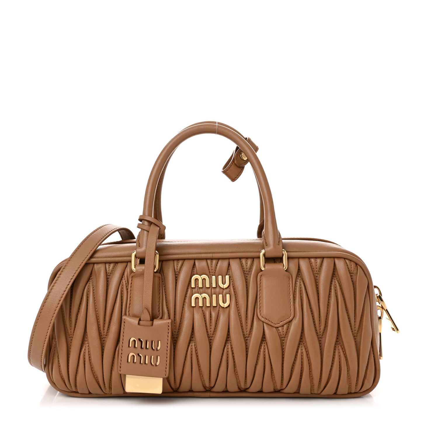 Nappa Matelasse Large Arcadie Top Handle Bag Caramel