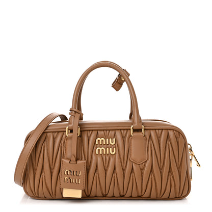Miu Miu Nappa Matelasse Large Arcadie Top Handle Bag Caramel 1 of 11