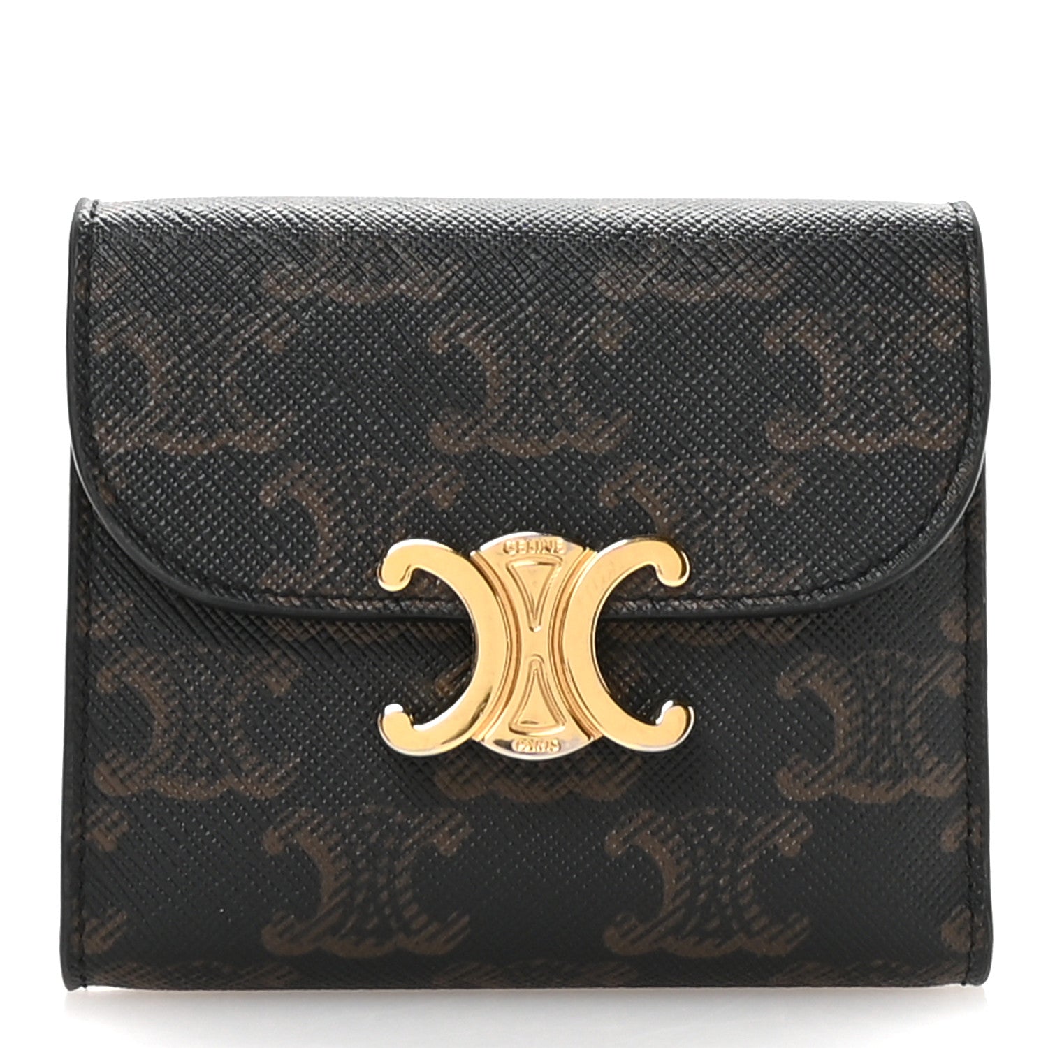 Celine Triomphe Canvas Small Triomphe Wallet Tan 1 of 9