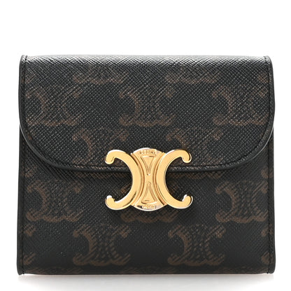 Celine Triomphe Canvas Small Triomphe Wallet Tan 1 of 9