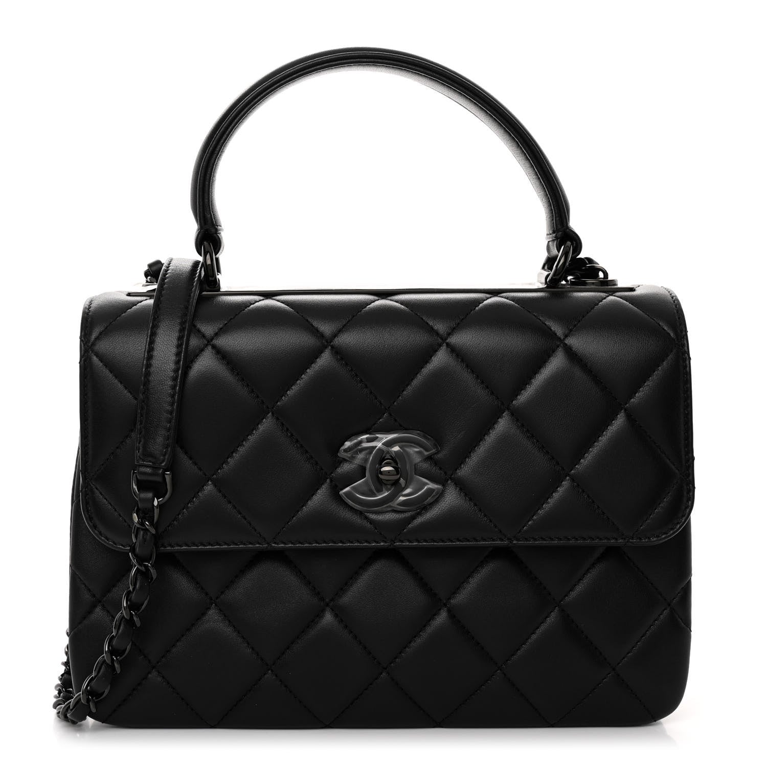 Chanel Lambskin Quilted Small Trendy CC Dual Handle Flap Bag So Black 1 of 11