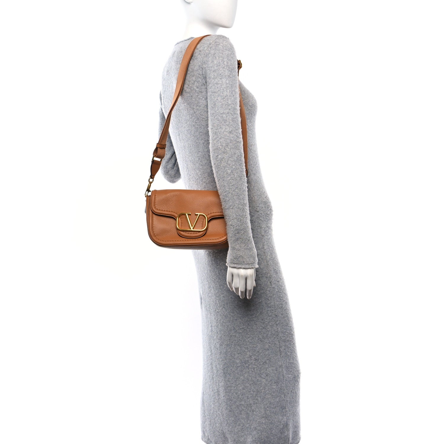 Valentino Garavani Soft Grainy Calfskin Alltime Shoulder Bag Almond Beige 2 of 9