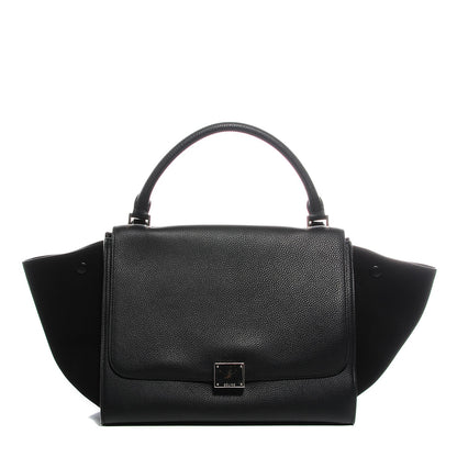 Celine Drummed Calfskin Suede Medium Trapeze Black 1 of 9