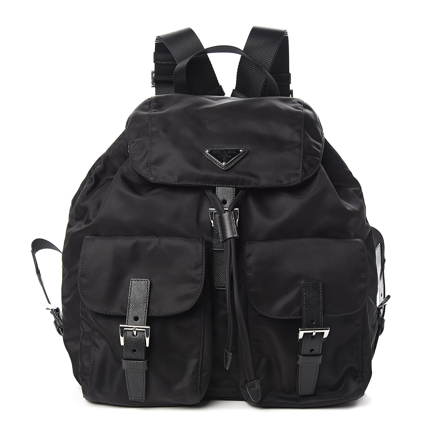 Prada Tessuto Nylon Saffiano Medium Backpack Black 1 of 9