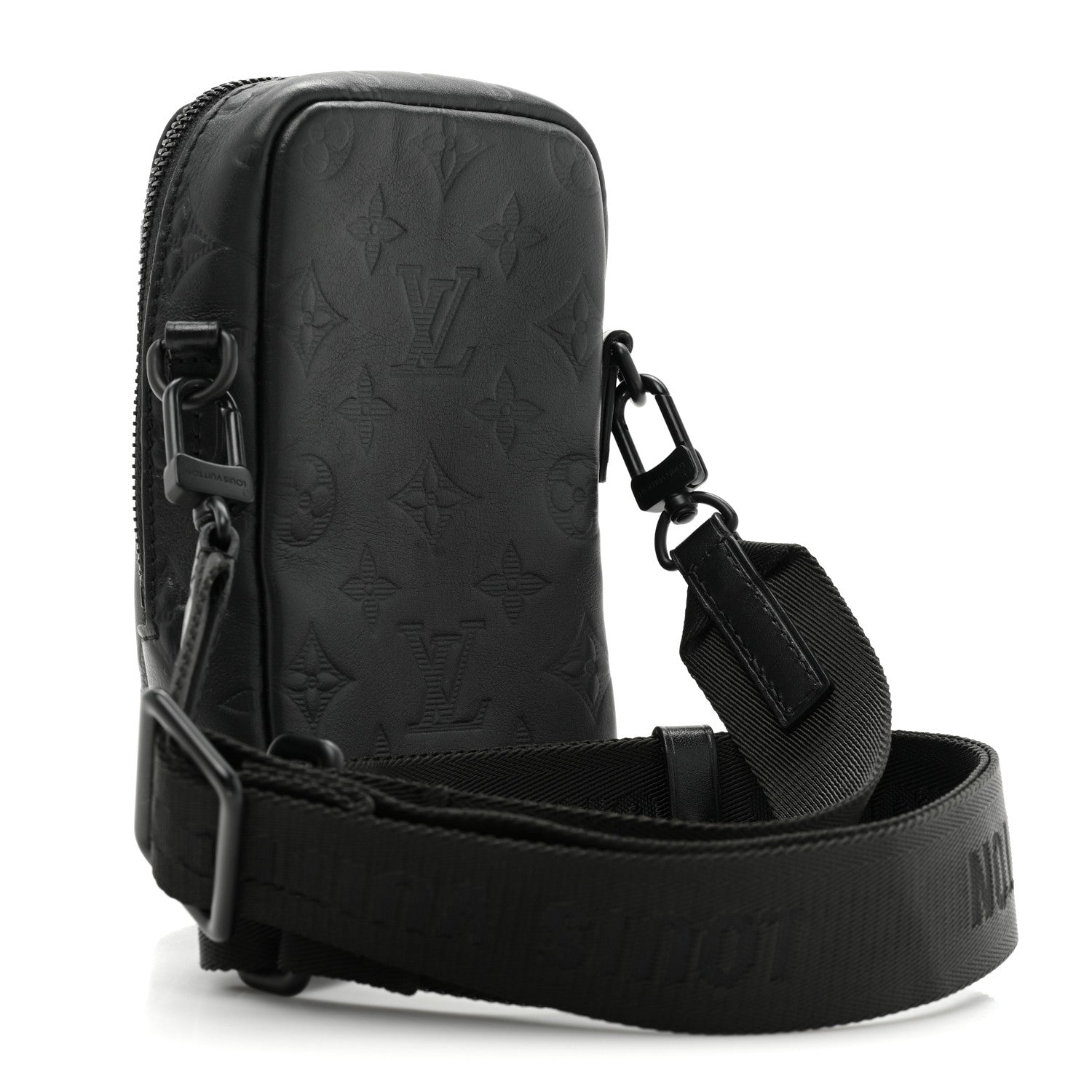 Louis Vuitton Calfskin Monogram Shadow Double Phone Pouch NM Black 3 of 8