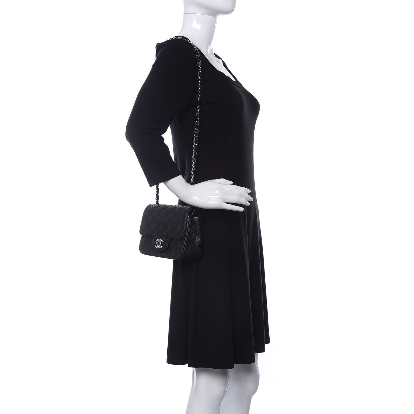 Caviar Quilted Mini Square Flap Black